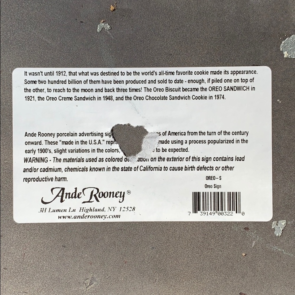 Porcelain Oreo Sign - Picture 2 of 2